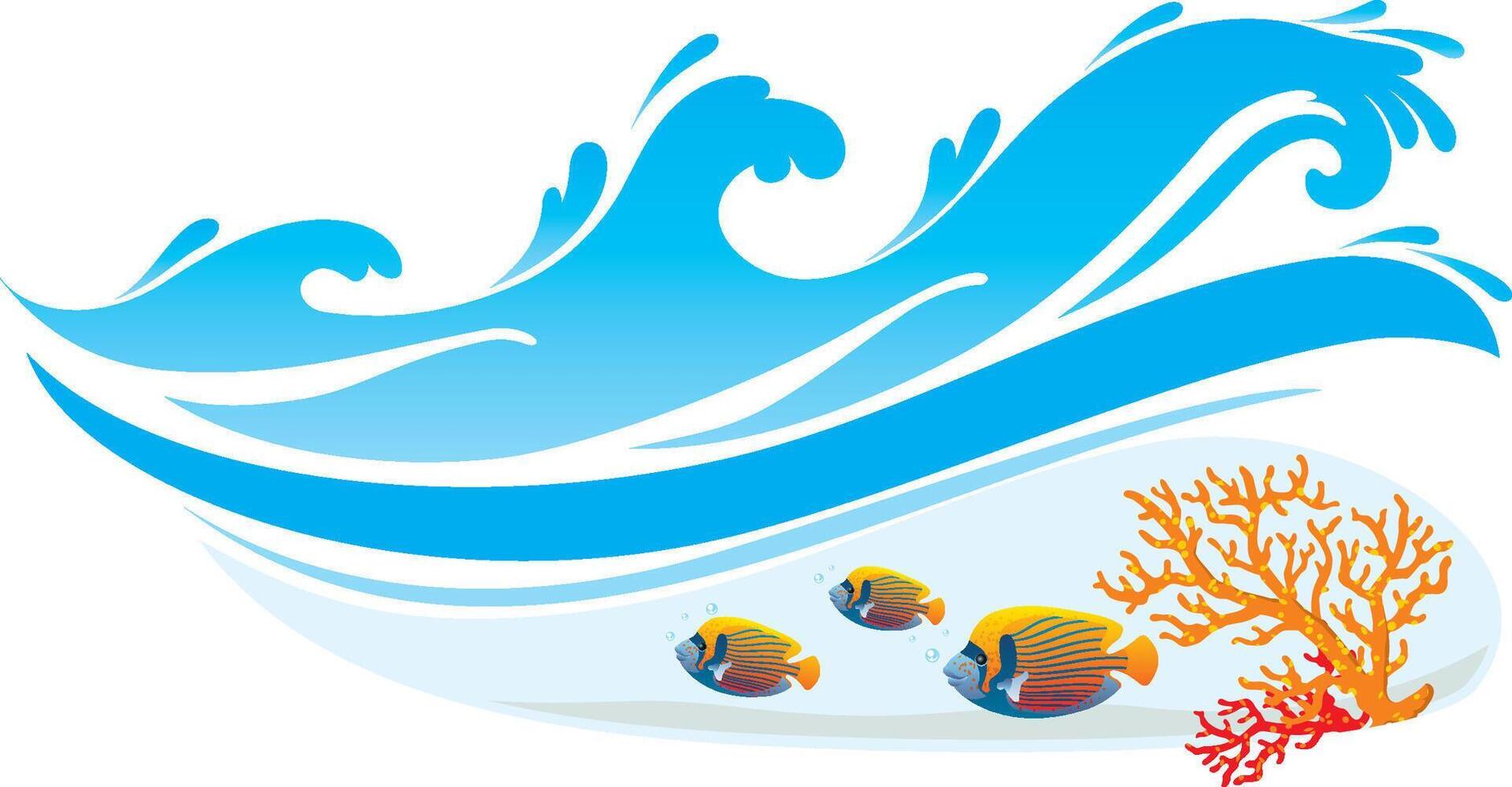 Sea life and Blue Waves vector