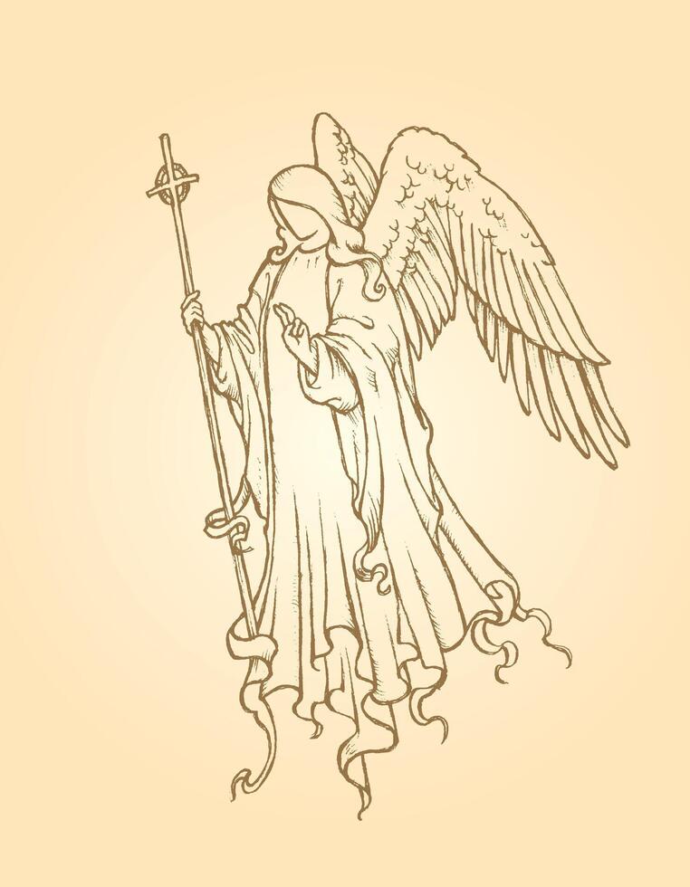 Angel of Peace, Hand drawn sketch vector