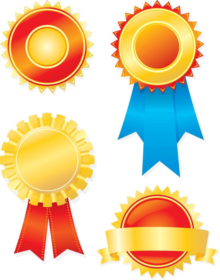 Four different award ribbons and ribbons vector