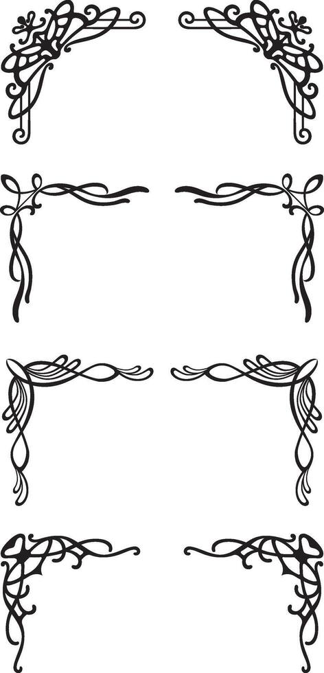 Decorative Botanical Border Design Set vector