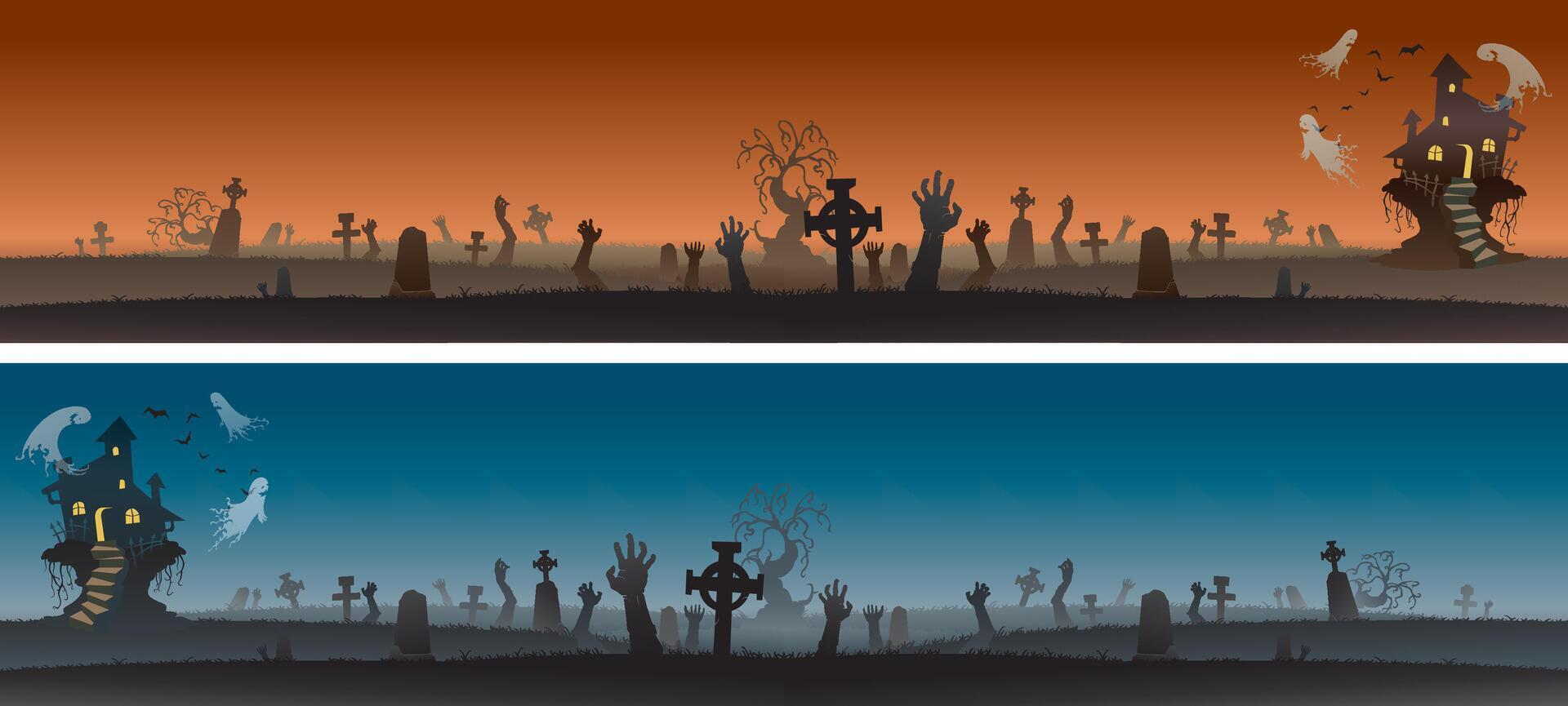 Creepy Halloween Background Set vector