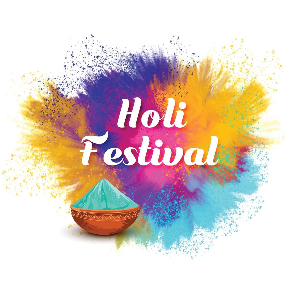 Beautiful watercolor happy holi with gulal celebration background vector