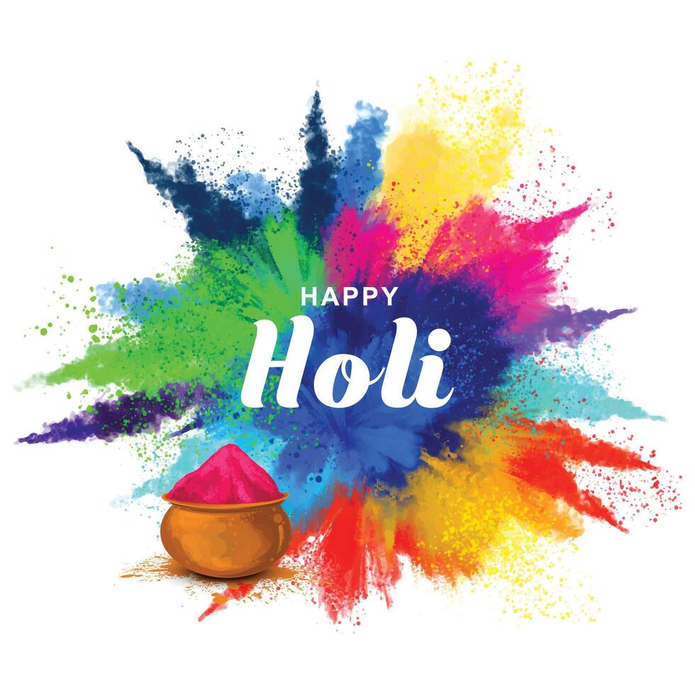 Beautiful splash colorful happy holi design vector