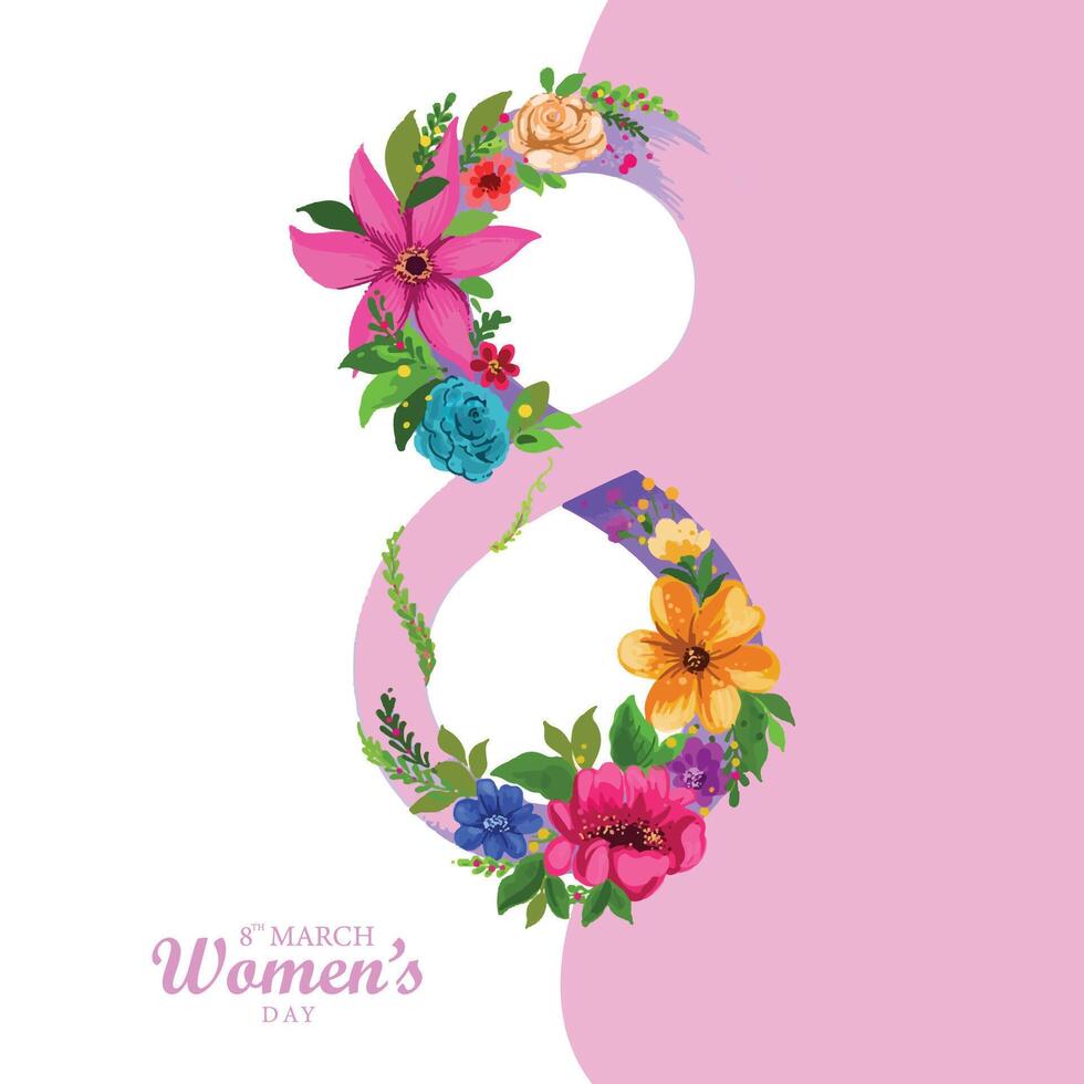 Happy women's day 8th march greeting card background vector