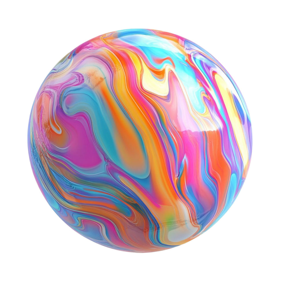 Bright Marble Ball Design on Transparent Background png