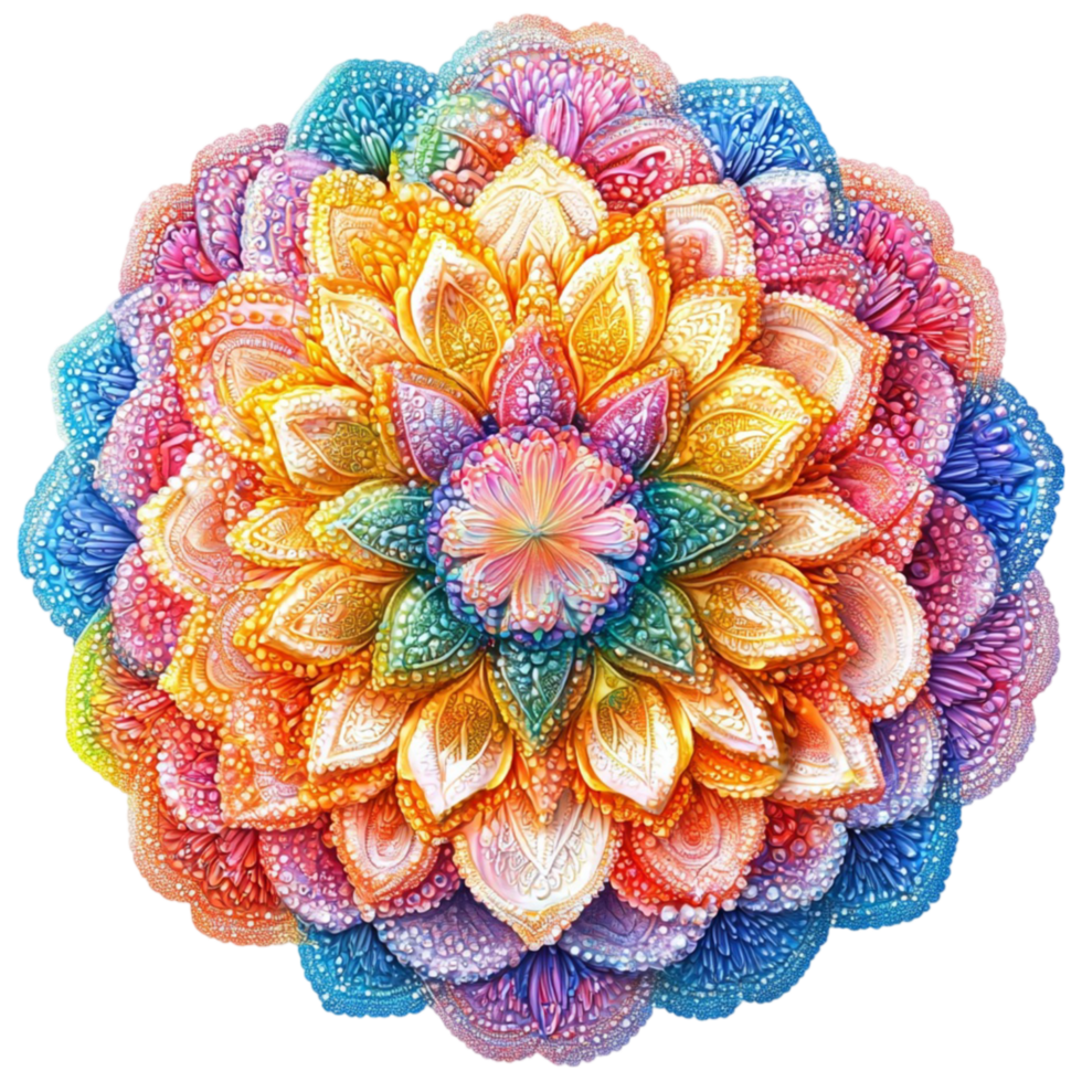 Vibrant Colorful Flower with Circular Pattern png