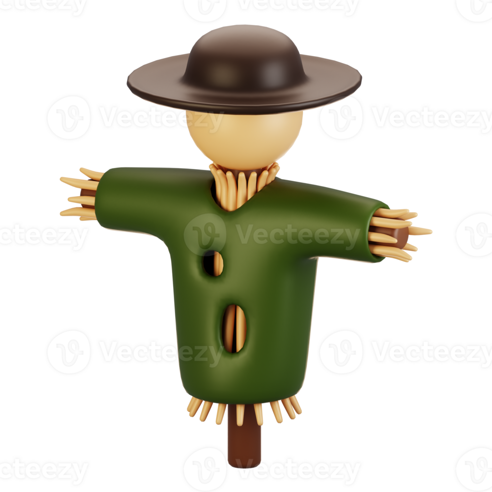3d rendering farm and agriculture icon concept. 3d render scarecrow icon png