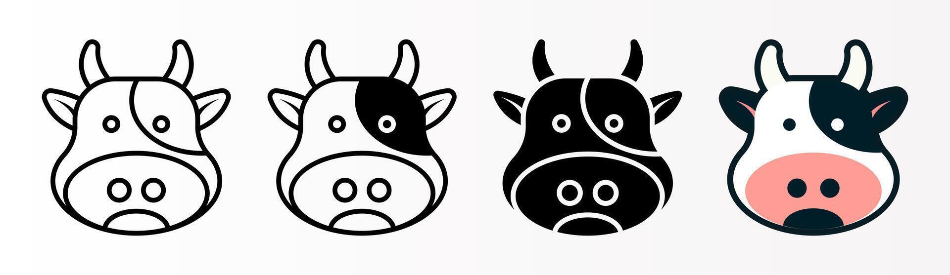 Cow icon set. cow head sign. for mobile concept and web design. illustration on white background vector