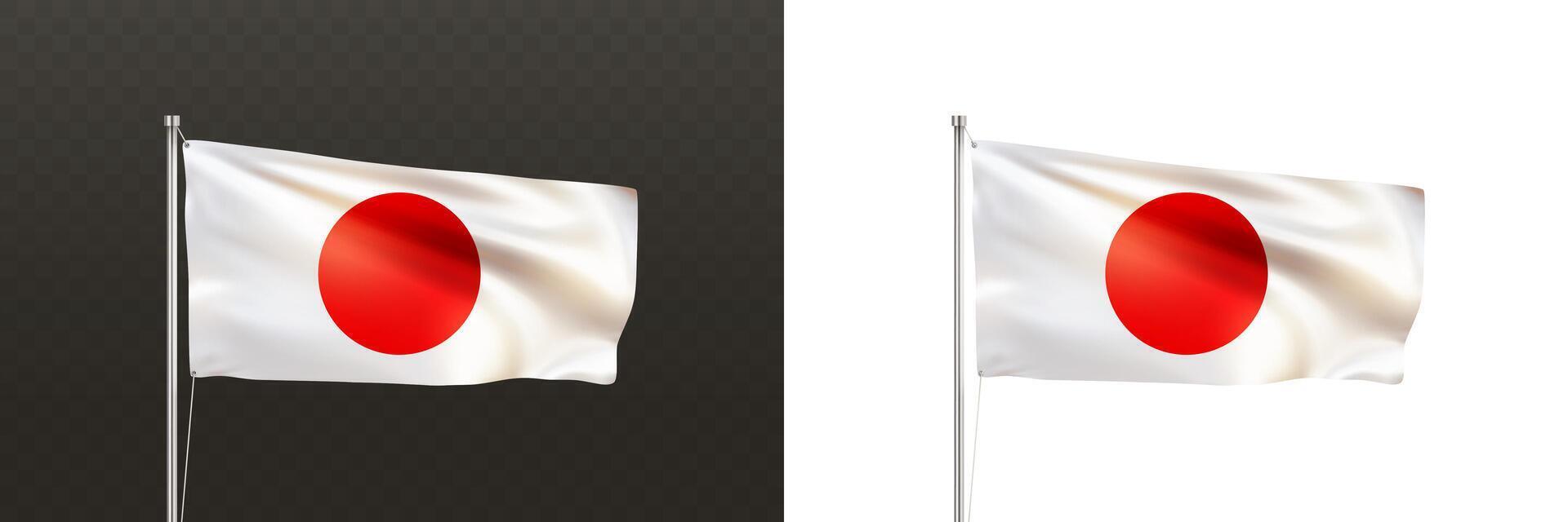 Realistic Japanese flag. National flag state of Japan vector