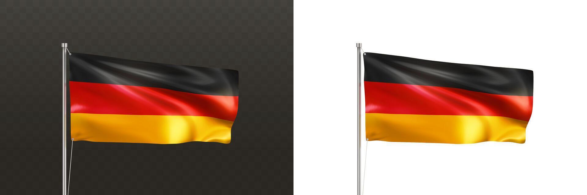 Realistic flag of Federal Republic of Germany on flagpole vector