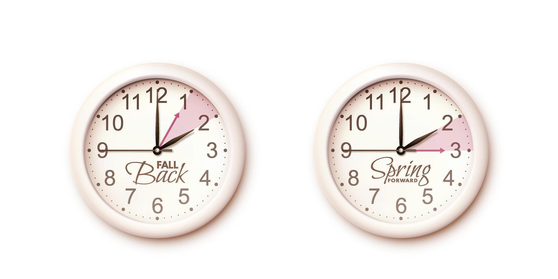 Spring Forward and Fall back. Daylight saving time ends vector