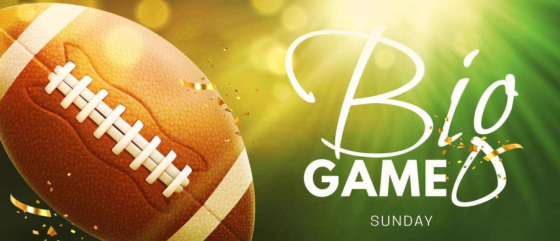 Big game championship banner with realistic 3d rugby ball vector