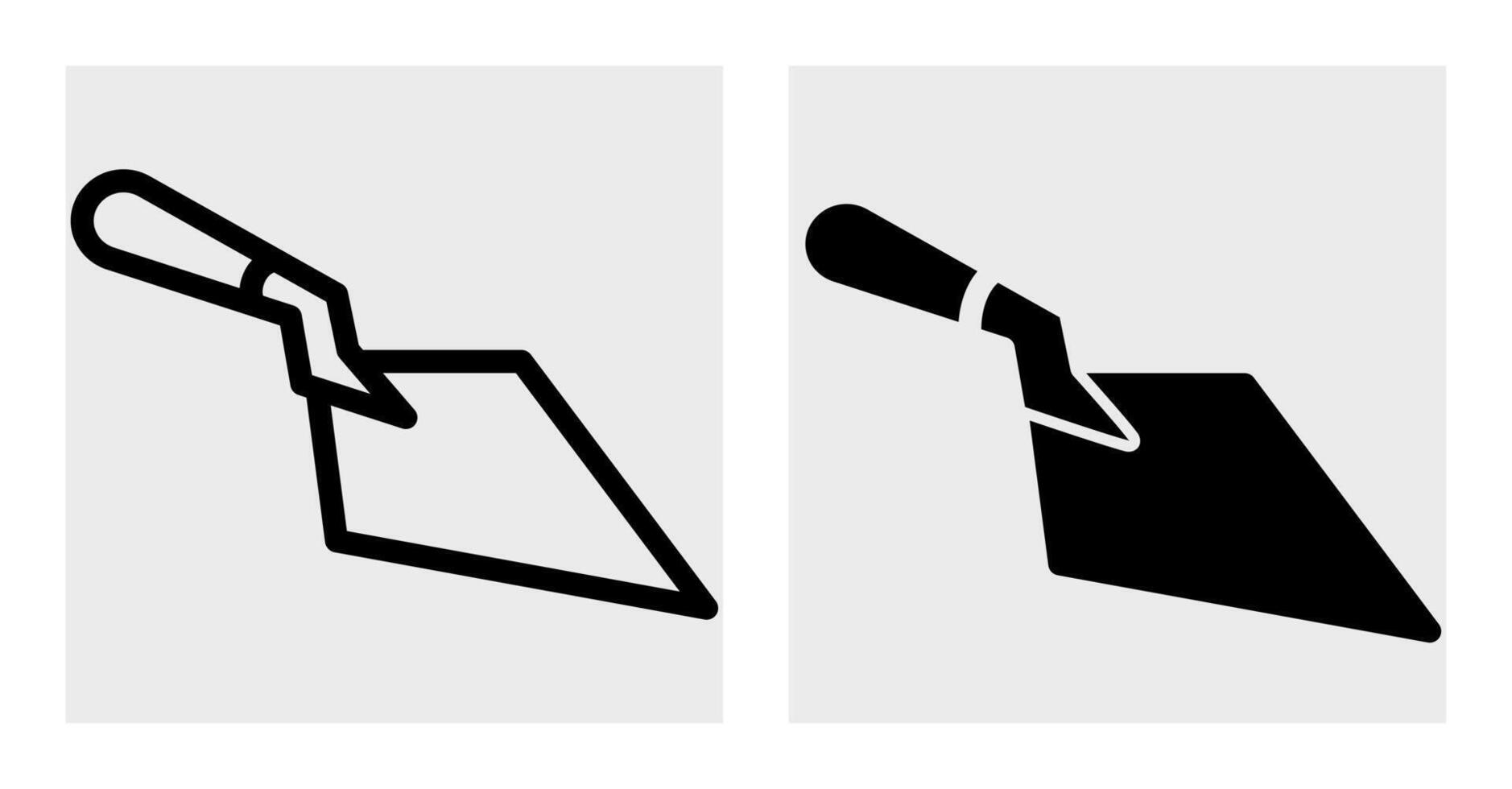 A black and white illustration of a trowel and a shovel vector