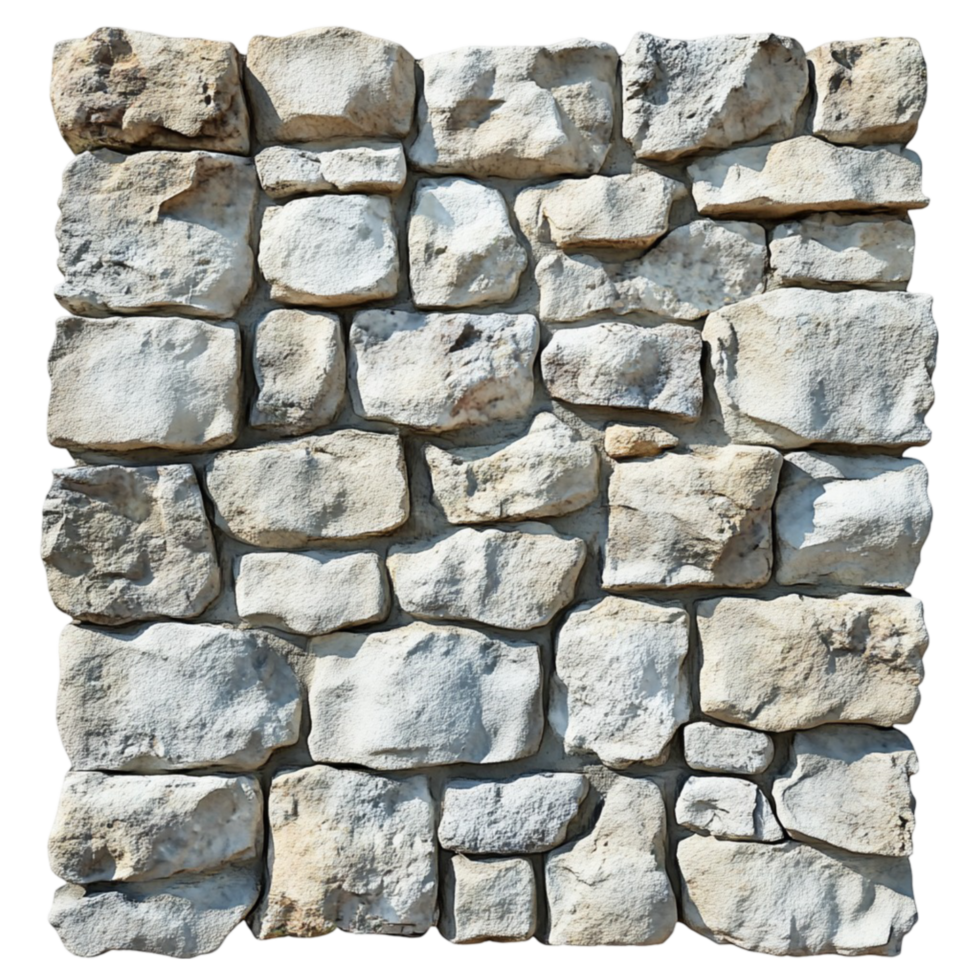 Rough Textured Stone Wall with Stacked Bricks png