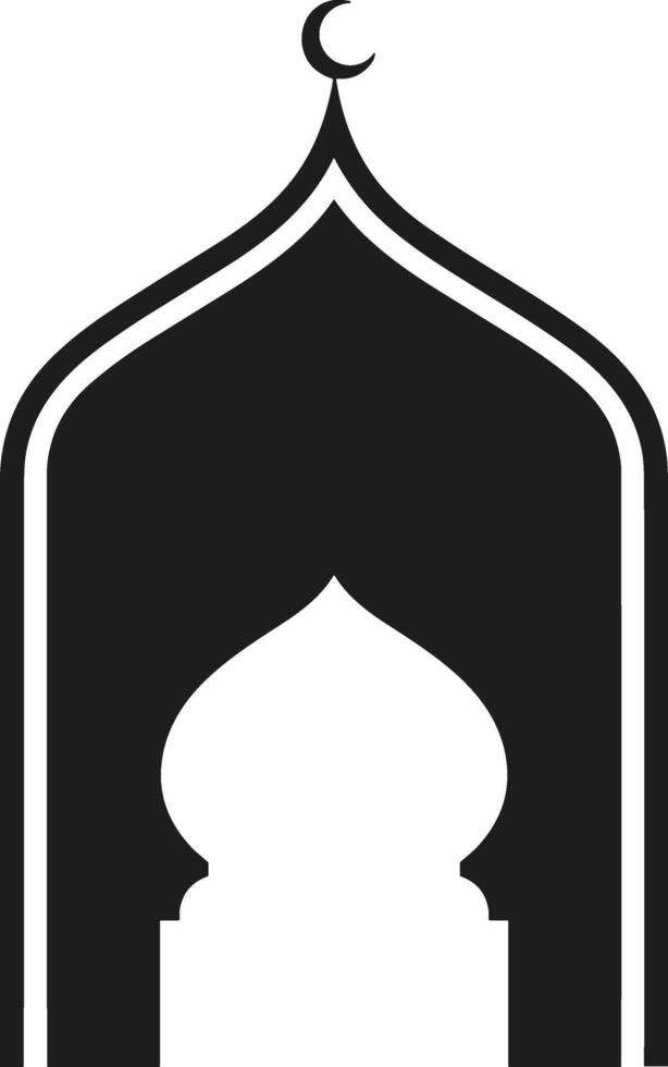 Islamic Arch with Crescent Moon Silhouette Illustration vector