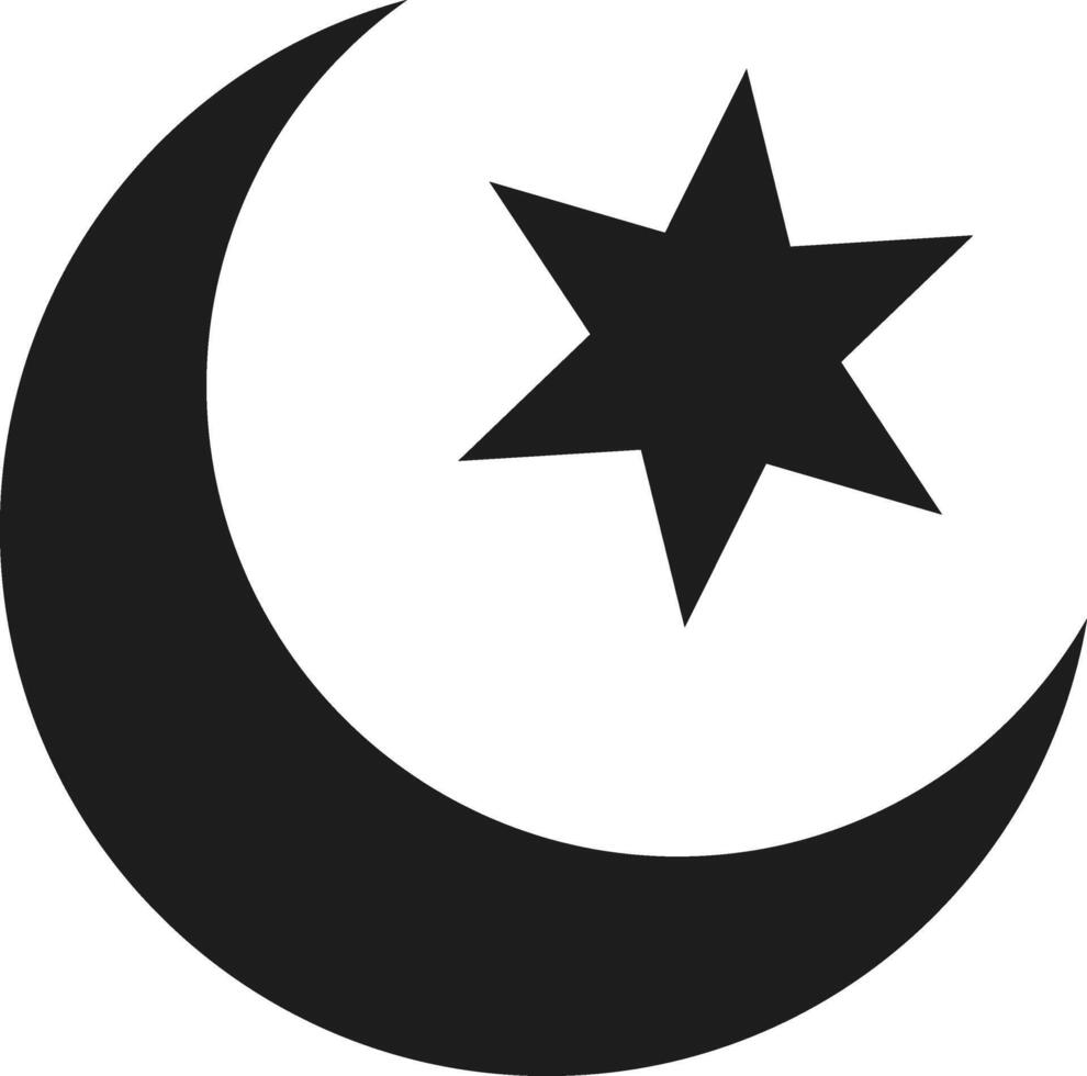 Crescent Moon and Star Icon - Minimalist Islamic Symbol vector