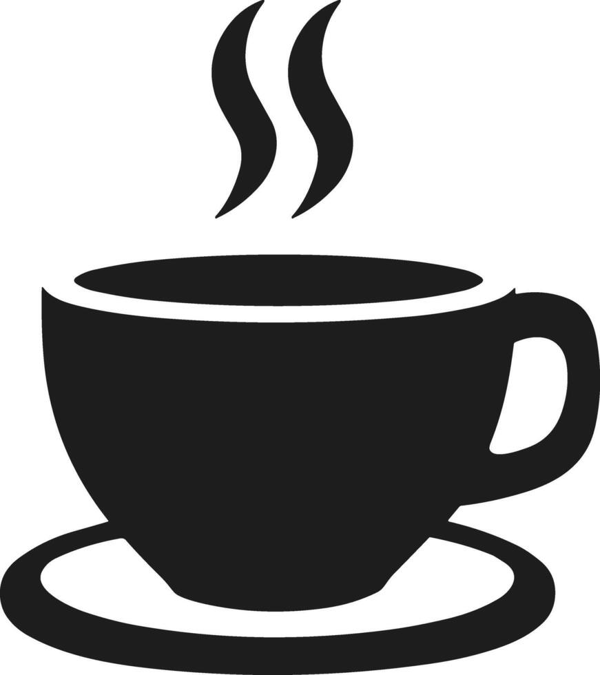 Minimalist Coffee Cup with Steam and Saucer Silhouette vector
