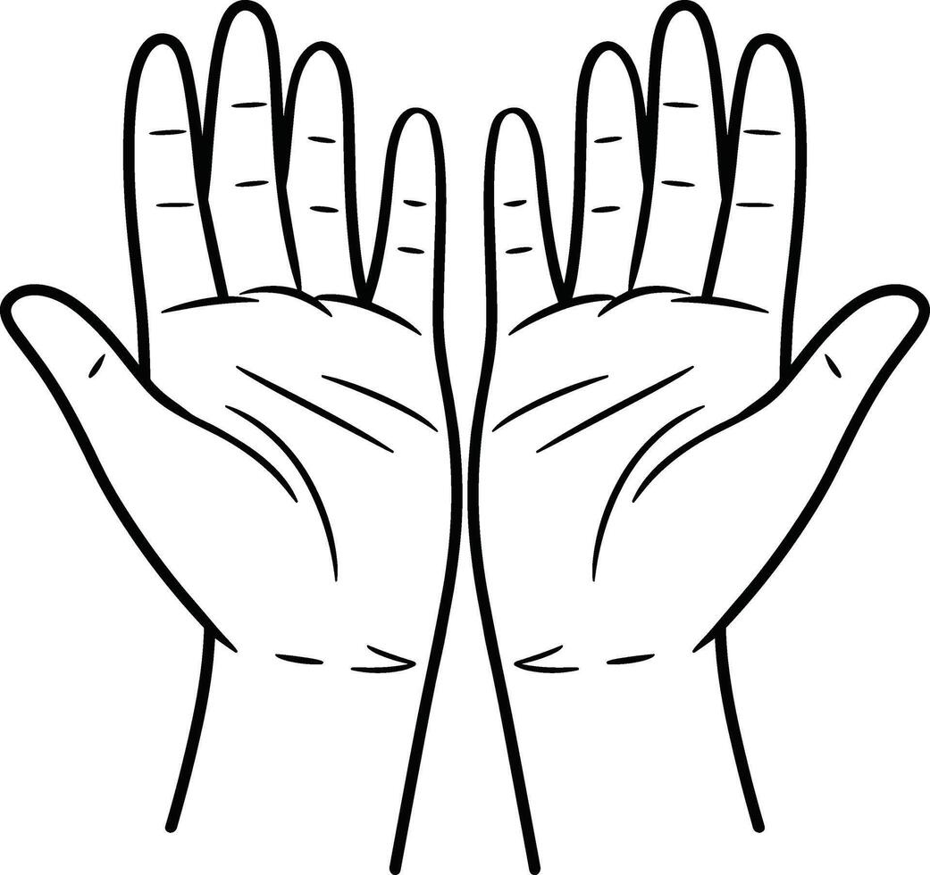 Muslim Prayer Hands Line Art Illustration - Minimalist Gesture Design vector