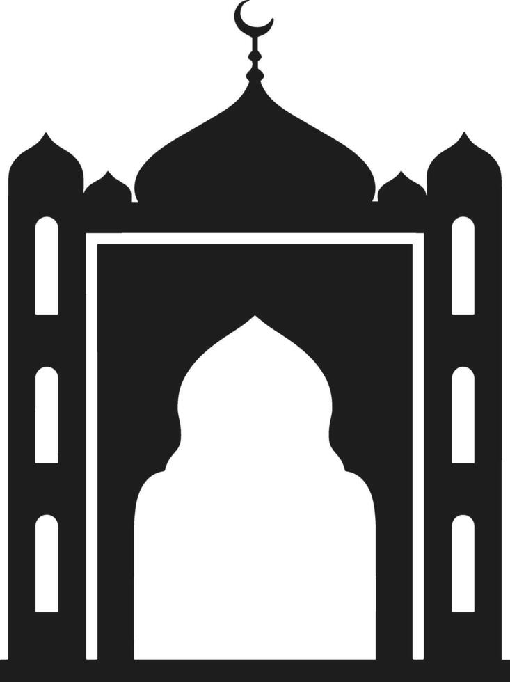 Islamic Mosque Gateway Silhouette with Crescent Moon Illustration vector