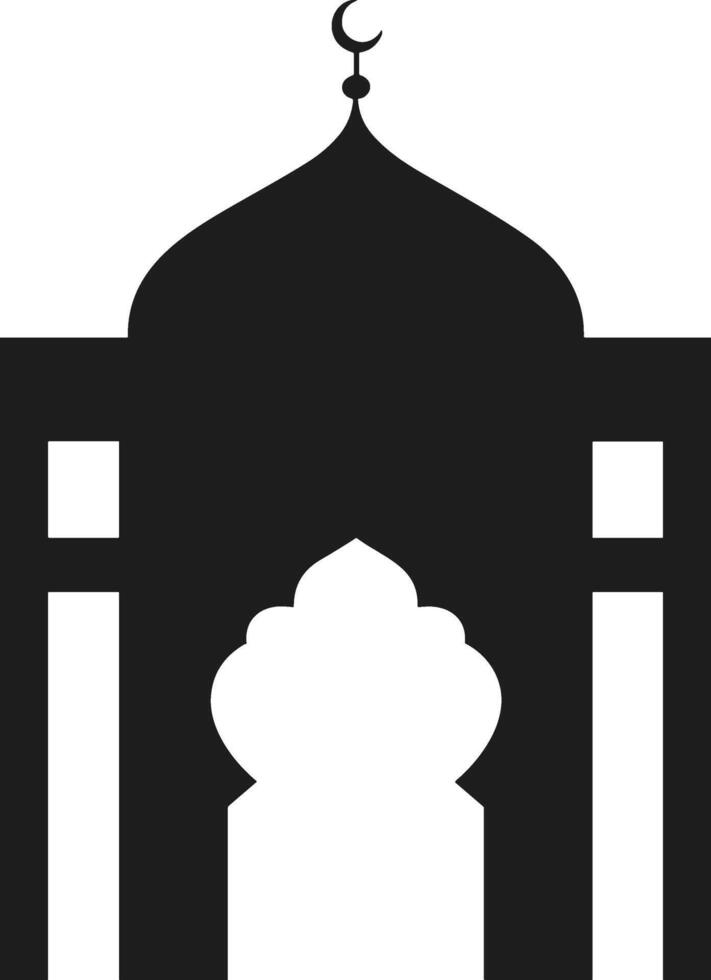 Islamic Mosque Arch Door Silhouette with Crescent Moon Illustration vector