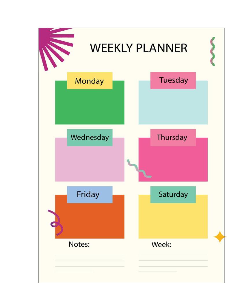 Weekly Planner Design vector