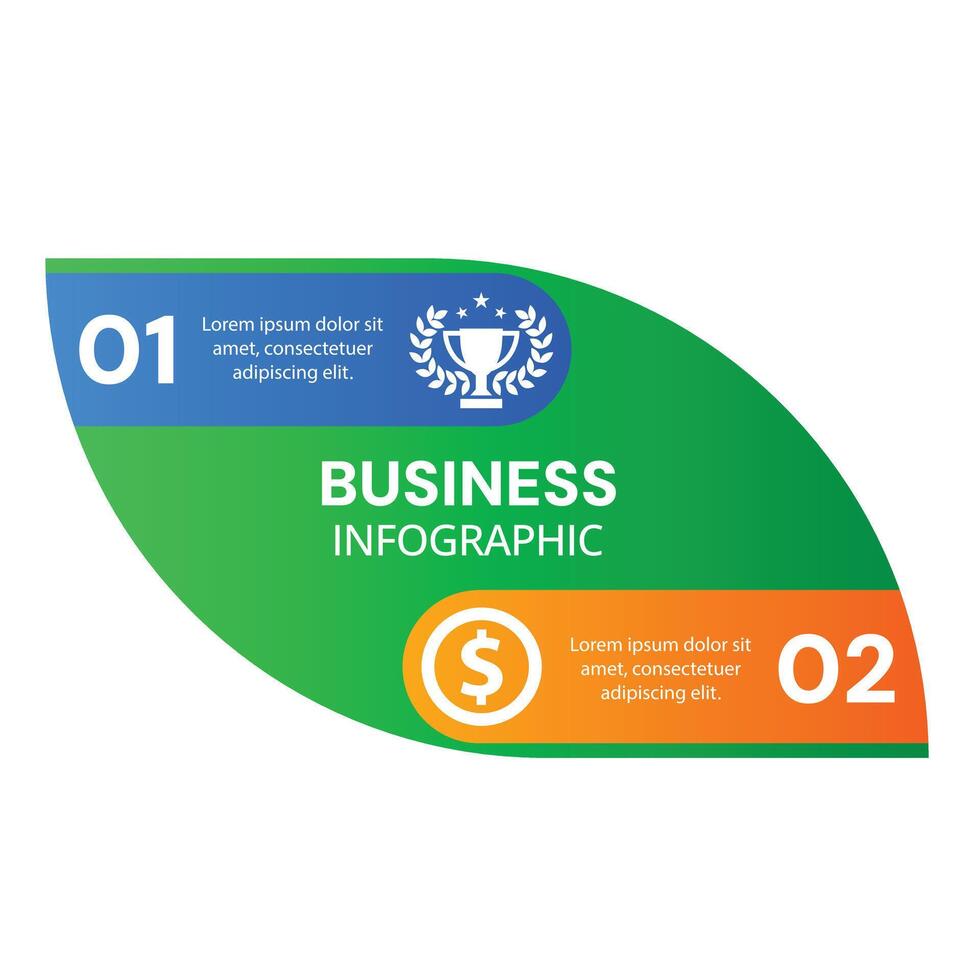 Infographic 2 step chart list leaf style with business concept template and icons design vector