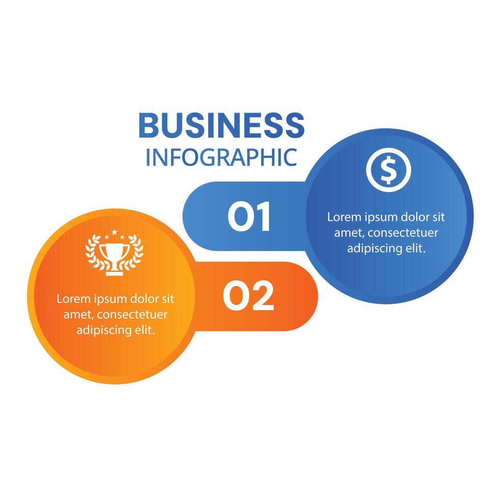 Modern infographic 2 step timeline journey minimalist chart list template designed vector