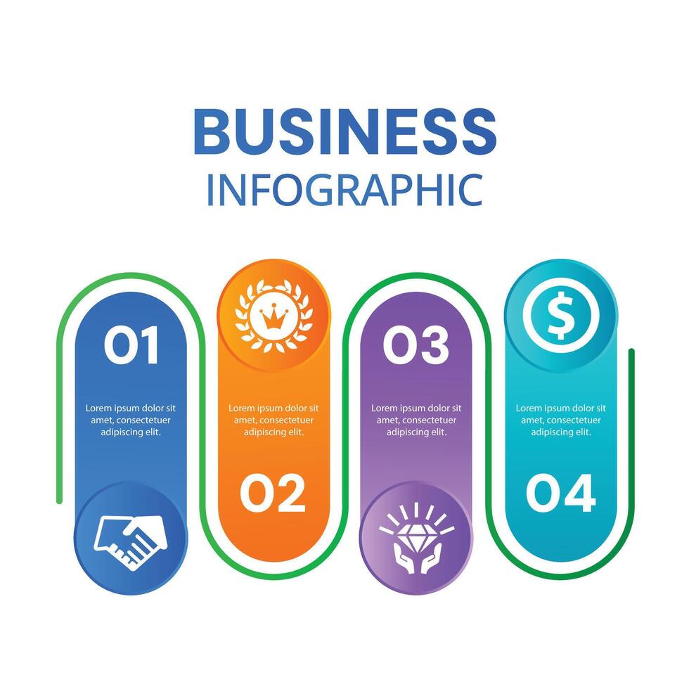 Business data concept stylish 4 step infographic chart with icons design vector