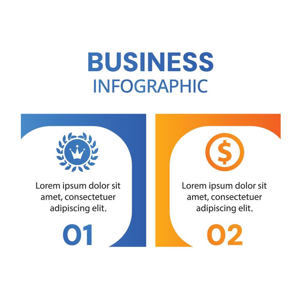 Modern creative presentation infographic 2 step with icons business concept template design vector