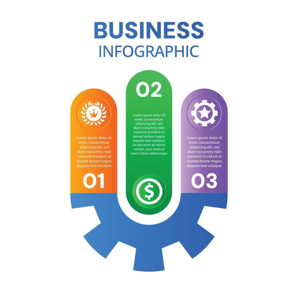 Modern infographic 3 step chart list template with minimalist icons design vector