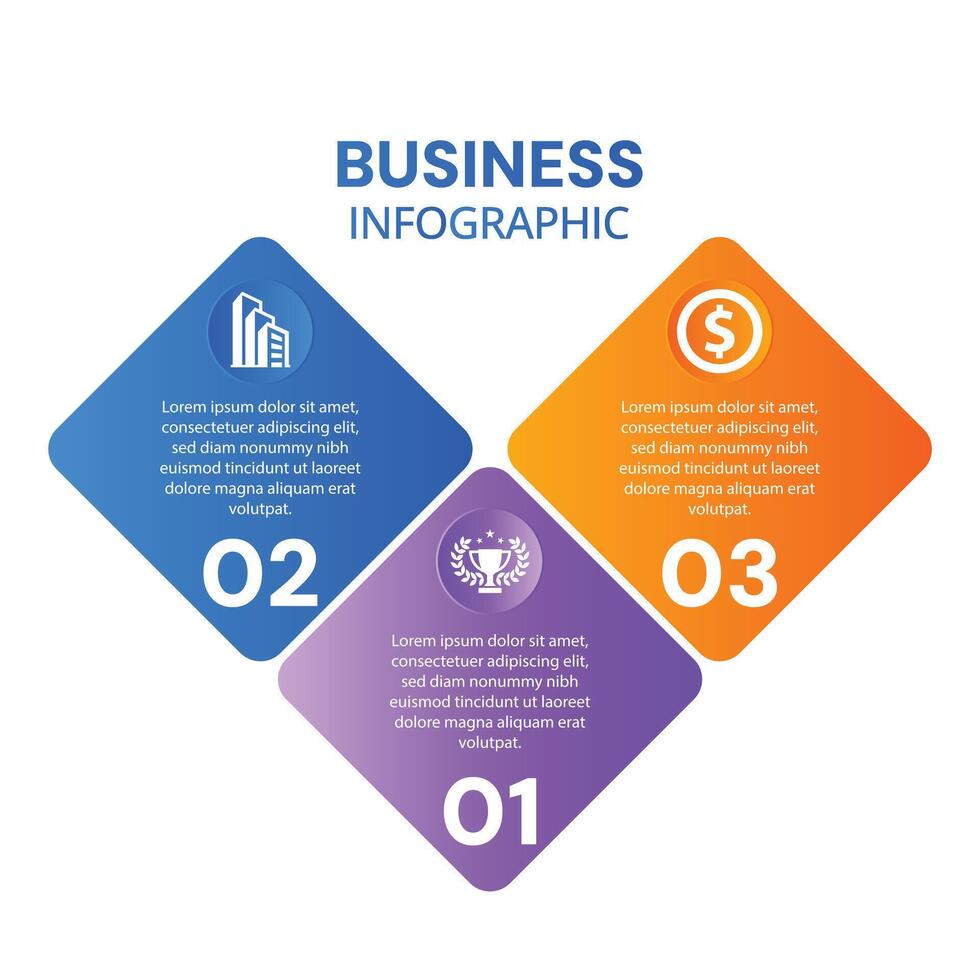 Infographic modern template 3 step presentation modern template design vector