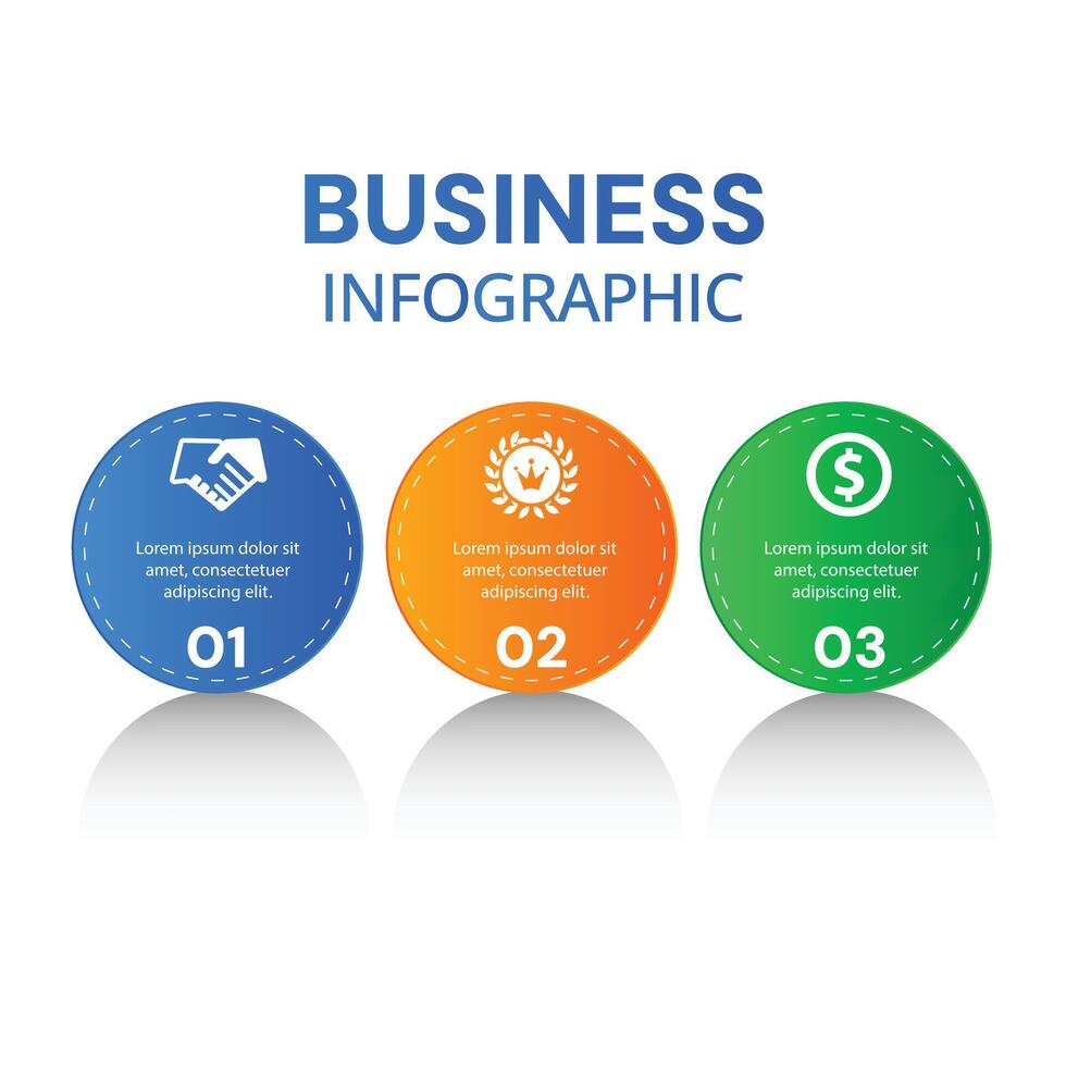 Modern minimalist circle infographic template with 3 options or steps with icons design vector