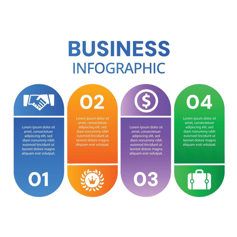 Modern infographic template with icons and business 4 step chart design vector