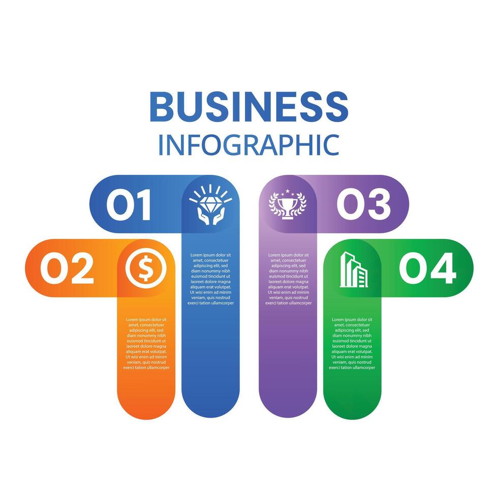 Modern infographic 4 step template process diagram with infograph elements design vector