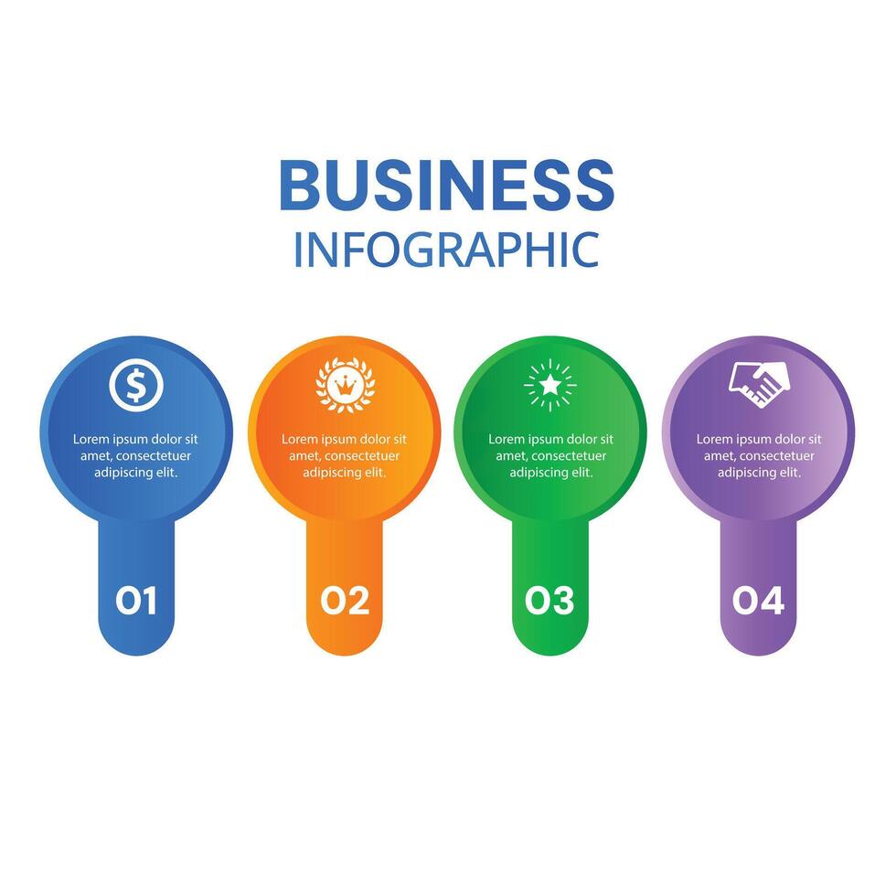 Business 4 step success circle infographic template modern minimalist design vector