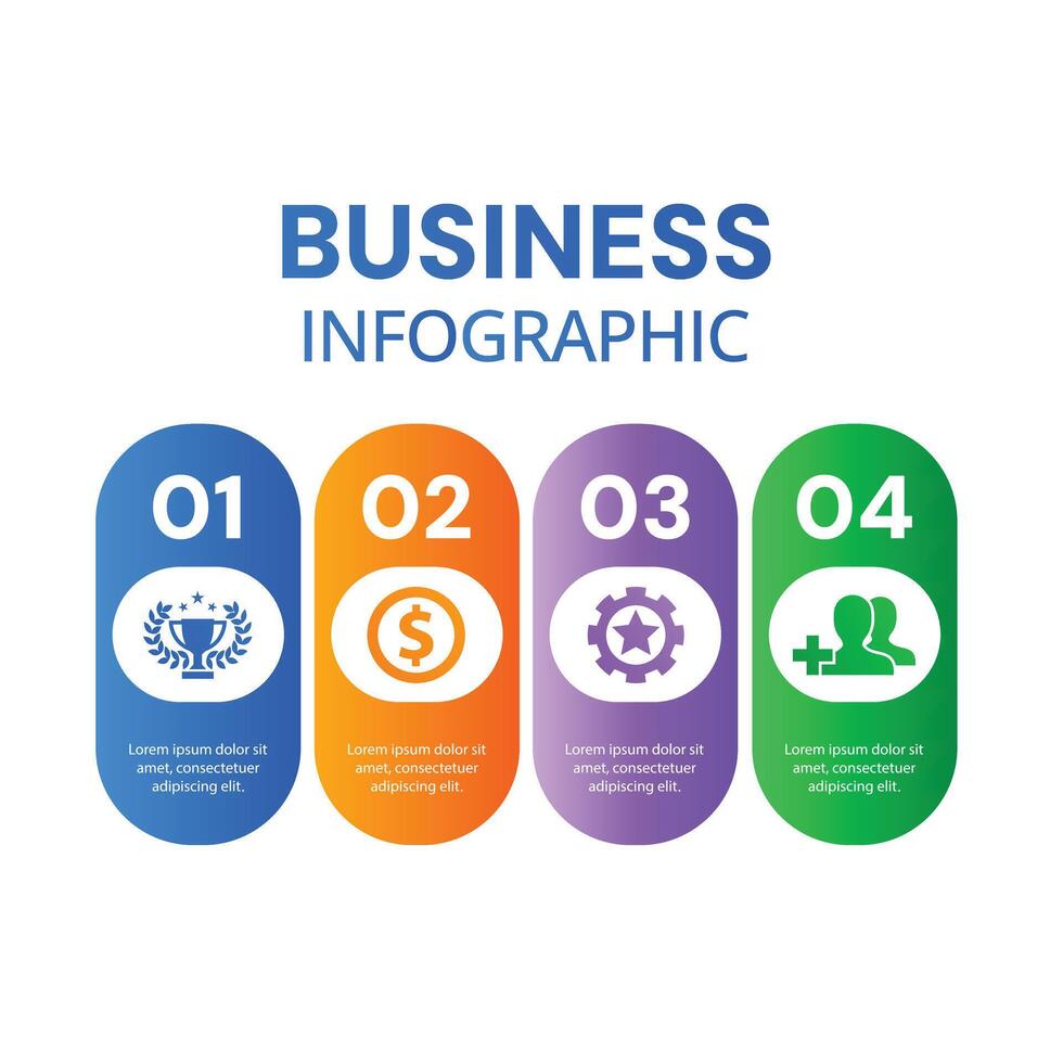 Modern 4 step Infographic chart list template with business icons design vector