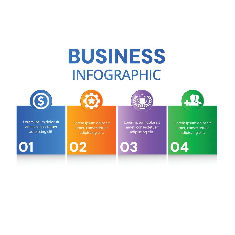 Business modern 4 step infographic chart list template with icons and workflow layout design vector