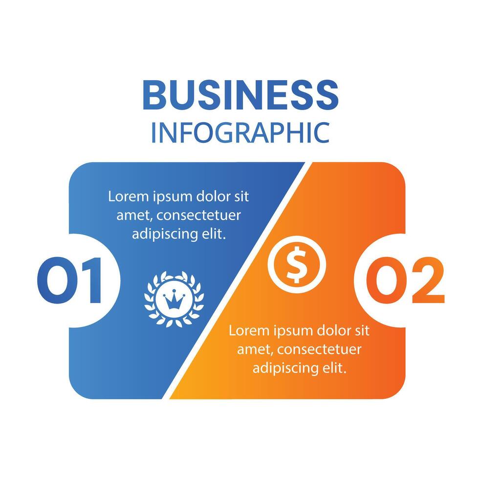 Business concept infographic 2 step chart list template with icons design vector