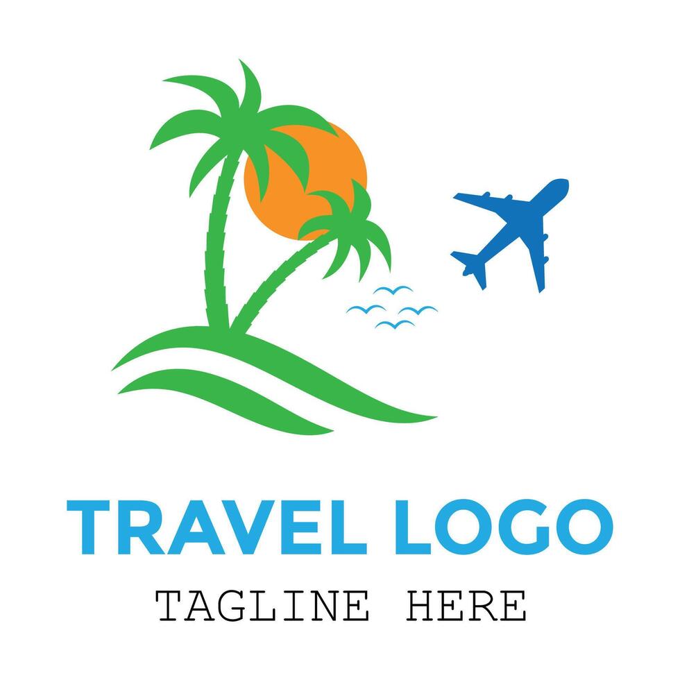 Modern travel logo creative plane with holiday minimalist design vector