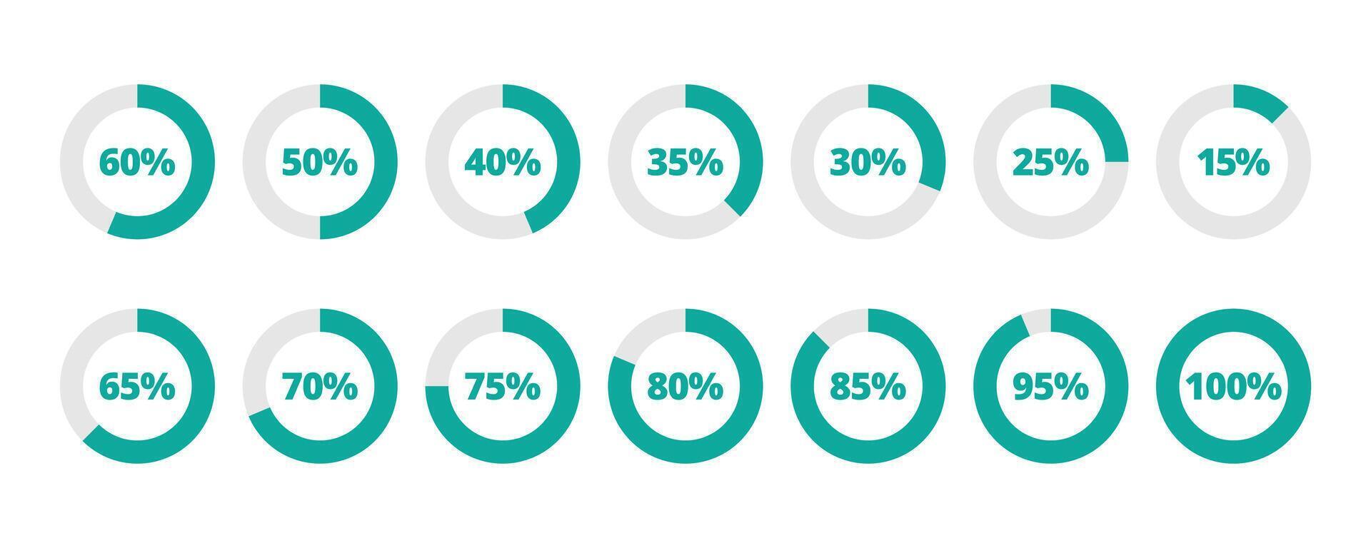 Flat Circular Loading Icons Set. Minimalist Progress Circle Icons Collection. Flat Style Circular Progress Indicators. Loading Bar Icon Set. vector