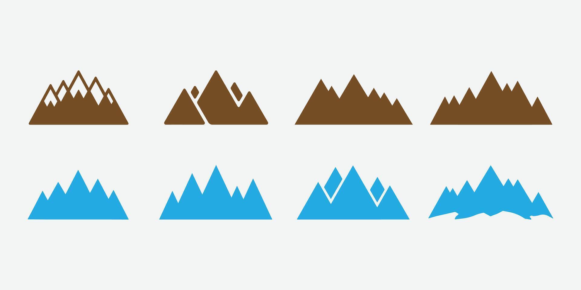 Mountain Silhouette Icon Set. Minimalist Mountain Icons Collection. Versatile Mountain Silhouette Set. Nature Inspired Mountain vector