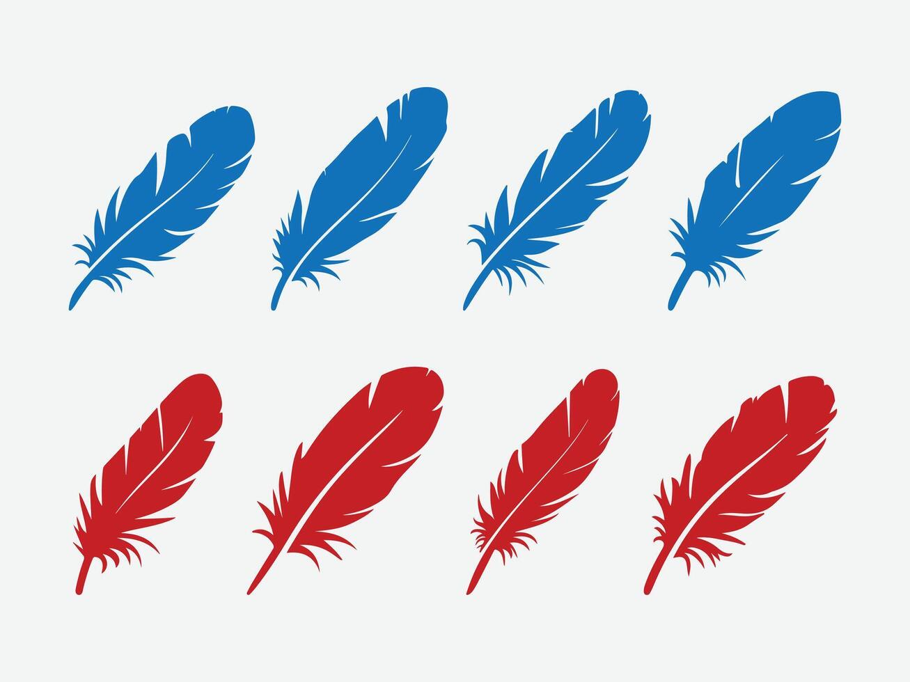 Feather Icon Set. Feather Icon Collection. Feather Symbol Pack. Soft Feather Icon Set. Elegant Feather Icons Set. vector