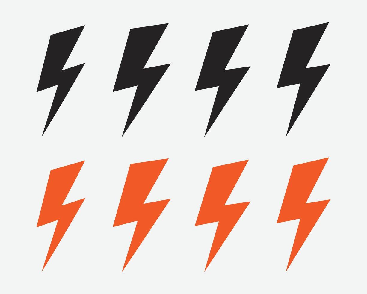 Lightning Bolt Silhouette Icons. Electric Bolt Icon Collection. Power Lightning Bolt Icons Set. Thunderbolt Icon Set. vector
