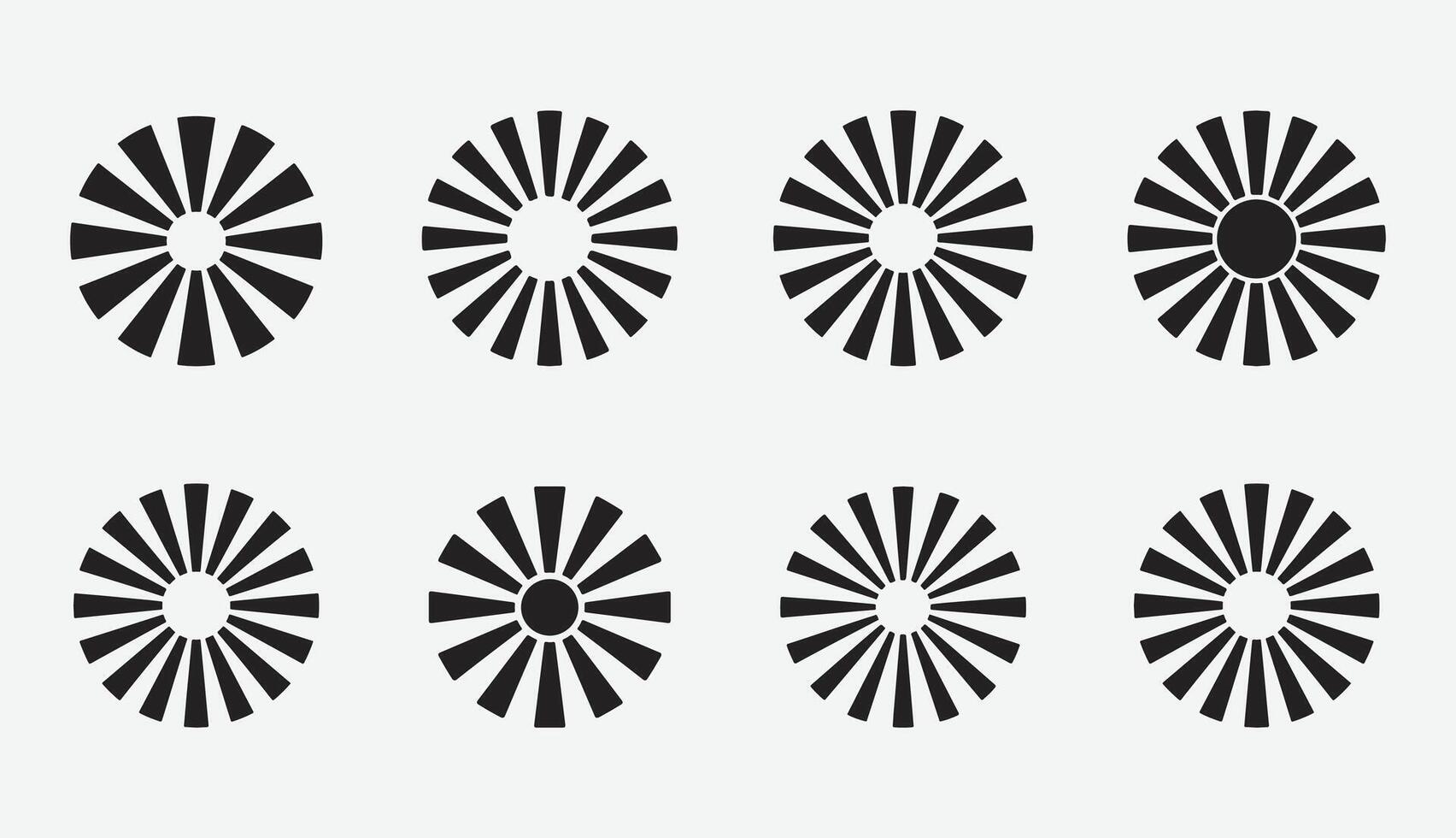 Sunburst Silhouette Shape Set. Abstract Sunburst Design Elements. Decorative Sunburst Shapes Set. Sunburst Bundle. vector