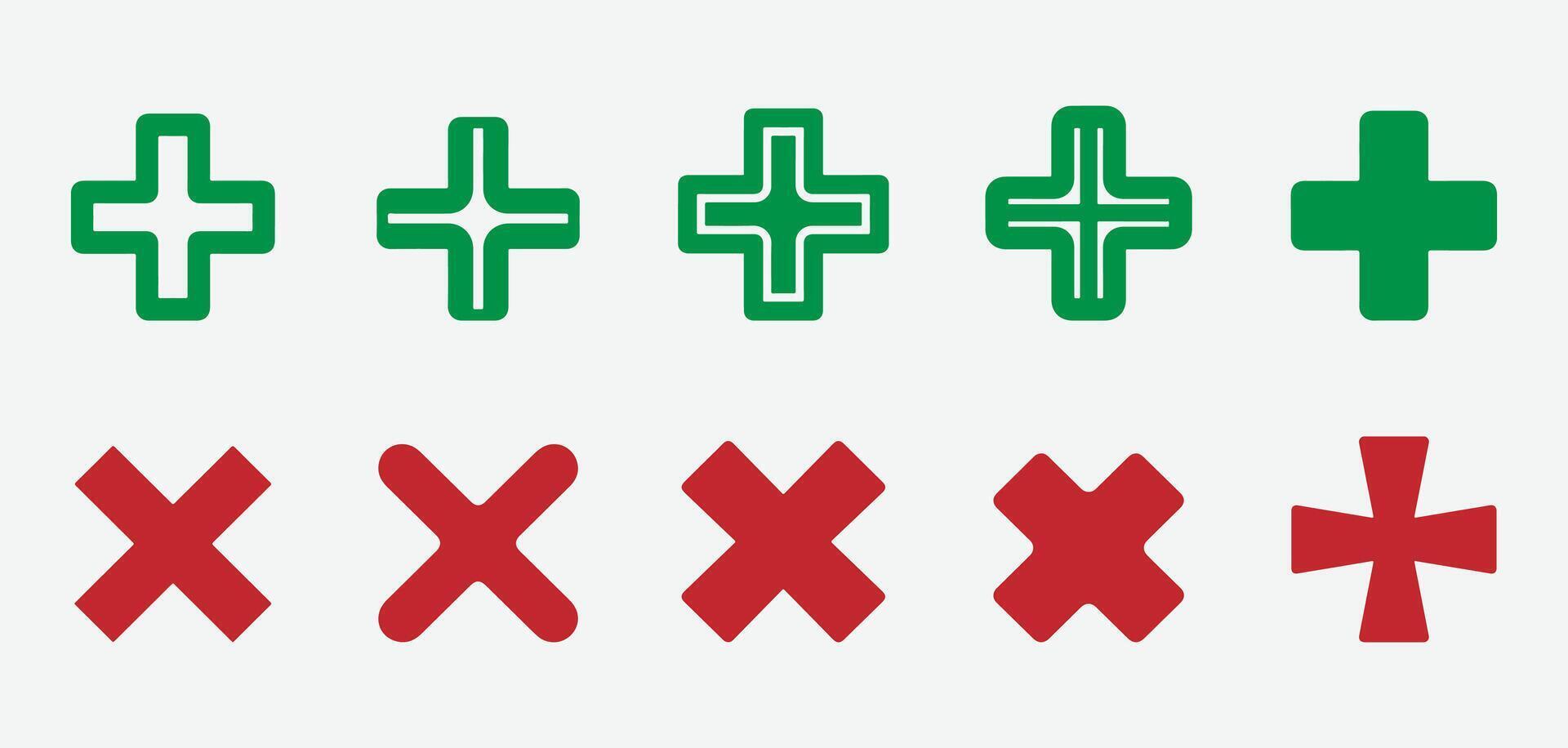 Plus and Cross Icon Collection. Medical Plus and Cross Icons. Plus and Cross Set. Minimal Plus and Cross Icons. vector