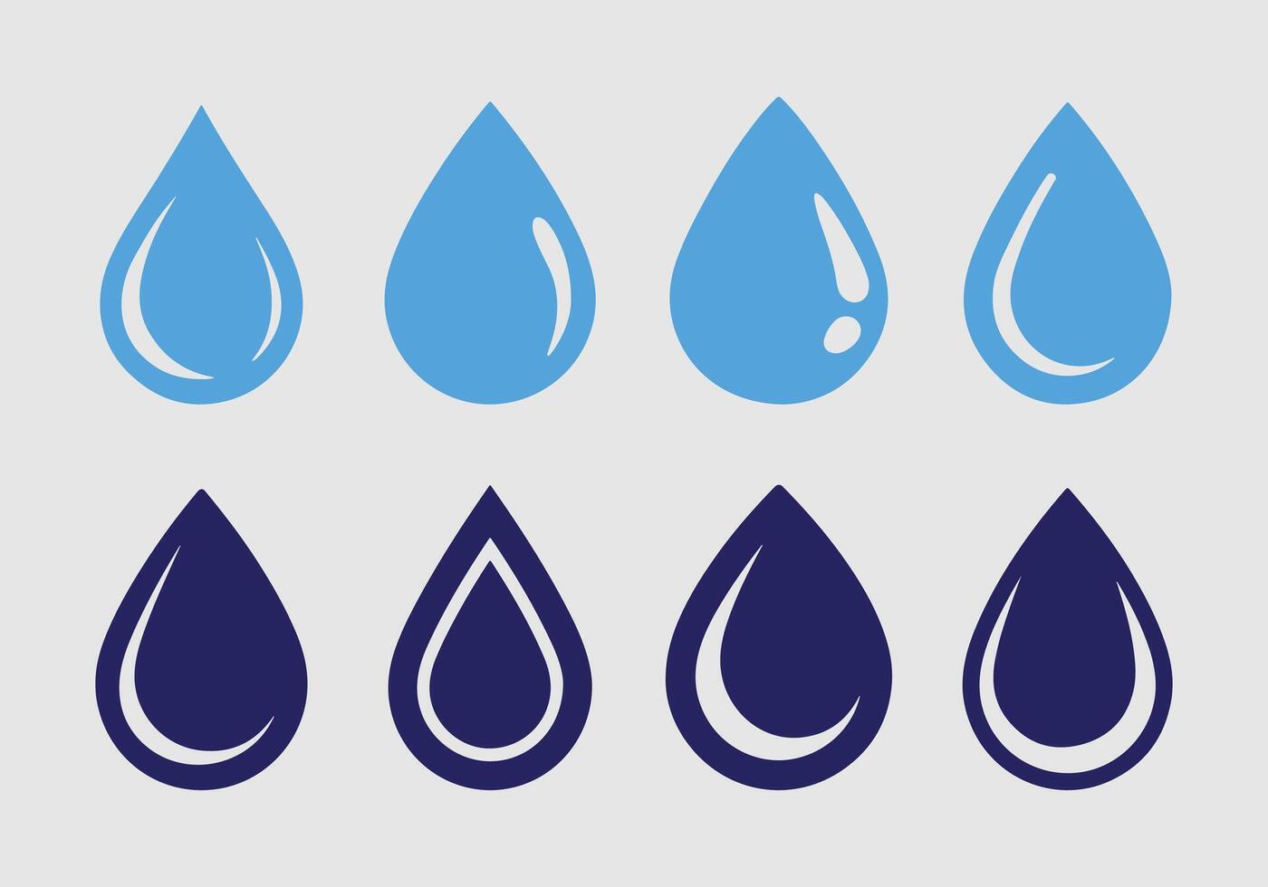 Water Drop Icon Set. Water Symbol Silhouette Set. Water Droplet Collection. Hydration Drop Icon Series. vector