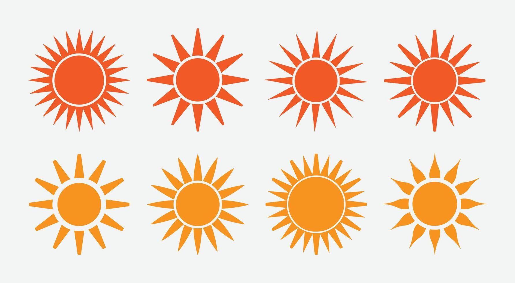 Sun Icon Set. Sun Icon Collection. Shiny Sun Icons Set. vector