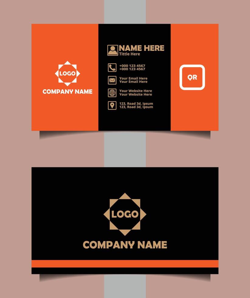 Minimalist Business Card Design Template. Luxury Black and Gold Business Card Design. vector