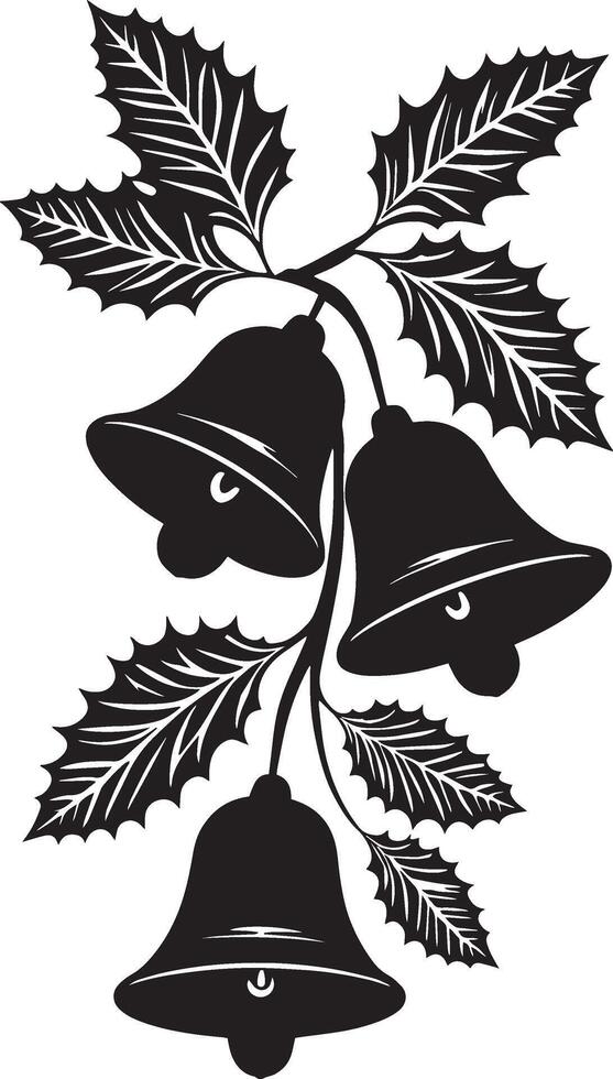 Christmas bells with holly leaves vector