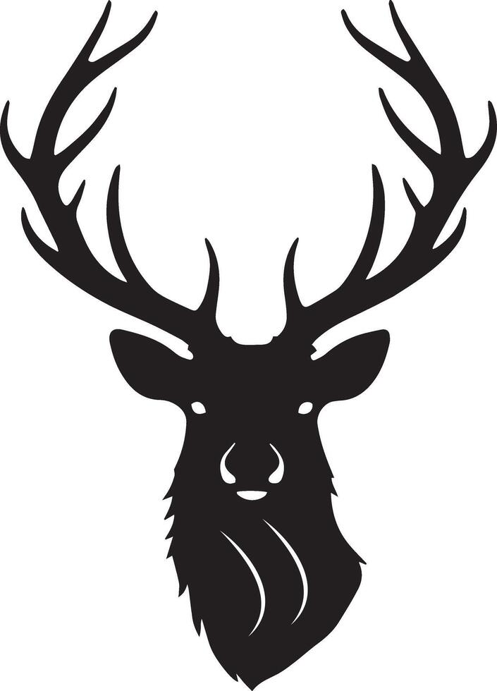 A black and white deer head silhouette on a white background vector